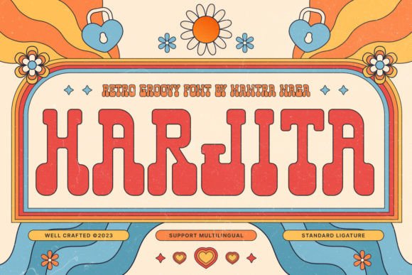 Harjita: A Retro Groovy Display Font for Editorial Design