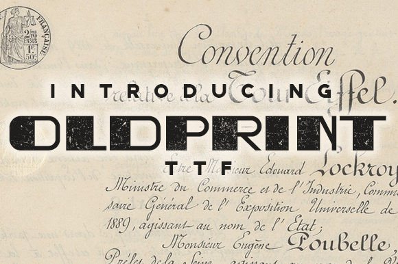 Oldprint: Authentic Retro Display Typeface for Crafters